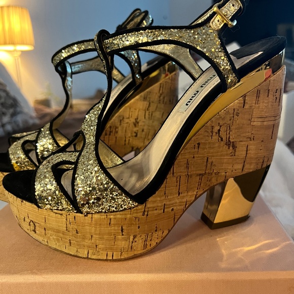 EUC MIU MIU glitter platforms, 37 - Picture 7 of 8